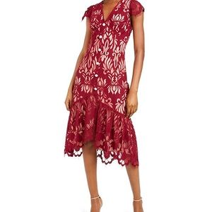 Foxiedox Burgundy Lace Embellished Midi Dress